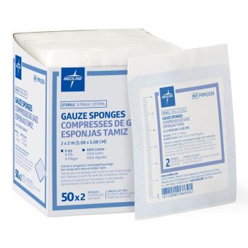 Sterile Woven Gauze Sponges, 8-Ply, 2 x 2in