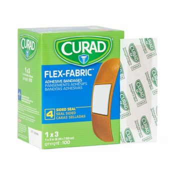 CURAD Flex-Fabric Adhesive Bandages, 1" x 3" Strips