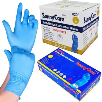 Exam Glove, Sunny Care Blue Nitrile 