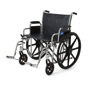 Excel Extra-Wide Wheelchair, 24" Seat, Removable Desk-Length Arms, Swing-Away Footrests