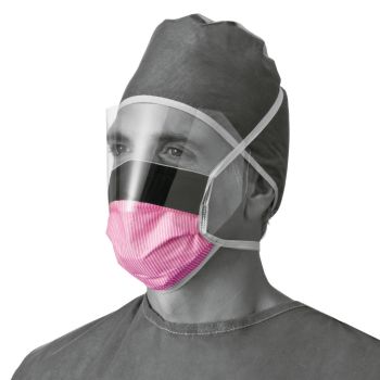Fluid-Resistant Surgical Face Mask with Eyeshield and Ties