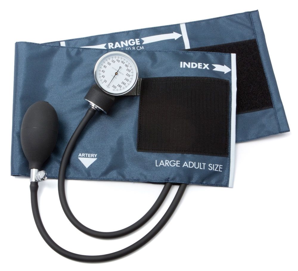 Caliber® Adjustable Aneroid Blood Pressure Cuff, Large Adult, Navy Blue