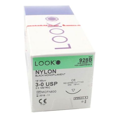 SUTURE, NYLON BLK MONO 3-0 