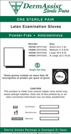 Glove, DermAssist™ Sterile Pairs, Latex Exam, Powder Free