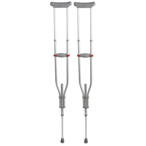 Quick-Fit Aluminum Crutches with Red Dot Hand Grip and I-Beam Height Adjustment, 4'7" - 6'7"