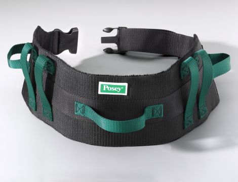 Gait Belt with Handles Posey® 54 Inch Length Black / Green Nylon