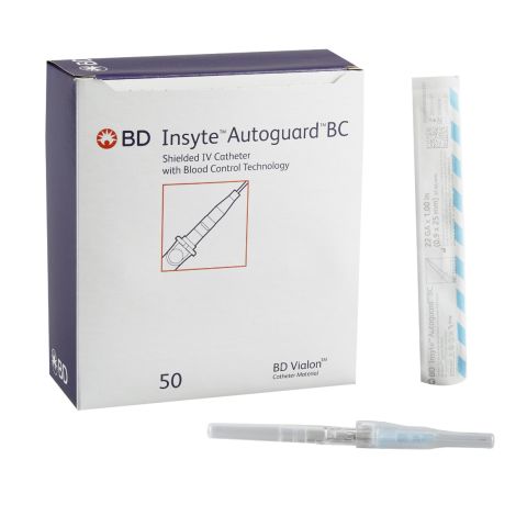Peripheral IV Catheter Insyte™ Autoguard™ BC 22 Gauge 1 Inch BD Vialon Straight Hub Blood Control Push Button Safety