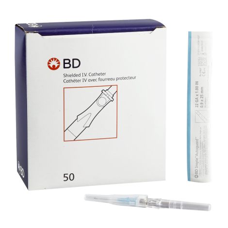 Peripheral IV Catheter Insyte™ Autoguard™ 22 Gauge 1 Inch BD Vialon Straight Hub Non Blood Control Push Button Safety