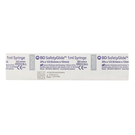 Safetyglide™ Syringe w/needle 27g x .5 Inch Tuberculin