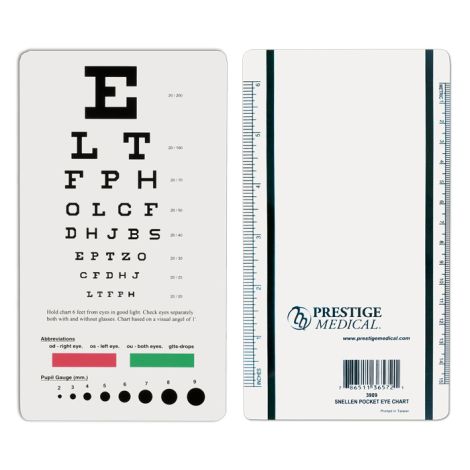 Pocket Snellen Eye Chart , 3 7/8 x 7 5/16 Inch