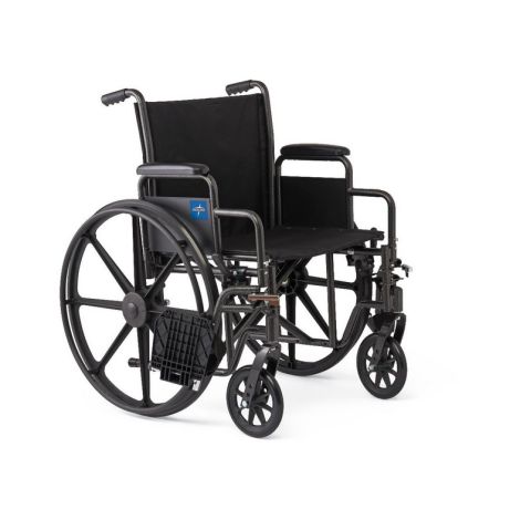 18" Wide K1 Basic Nylon Wheelchair with Swing-Back Desk-Length Arms and Swing-Away Footrests