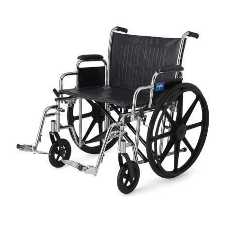 Excel Extra-Wide Wheelchair, 24" Seat, Removable Desk-Length Arms, Swing-Away Footrests