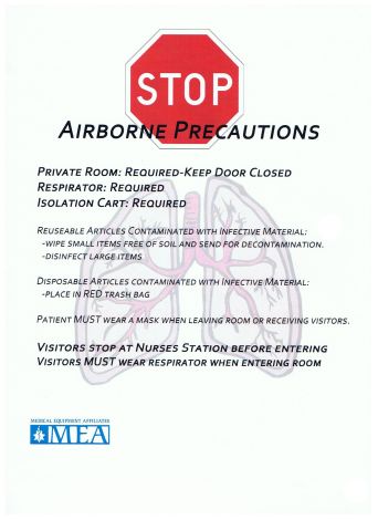 Airborn Precaution Sign, 8.5'' x 11" Laminated