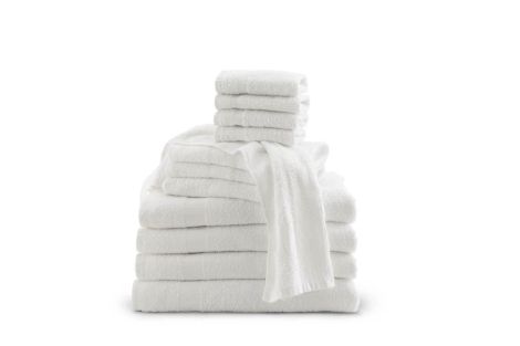 100% Cotton Bath Towel, 6 lb./doz. Weight, White, 22" x 44"