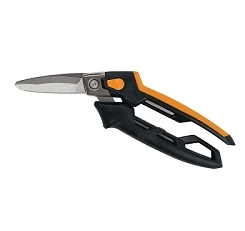 FISKARS Utility Snip: Ambidextrous, 8 in Overall Lg, Serrated, Stainless Steel, Rounded, Black