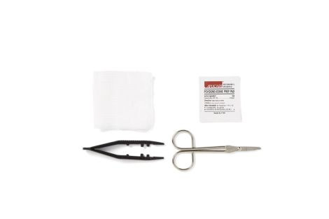Suture Removal Tray with Wire Metal Littauer Scissors and PVP Prep Pad