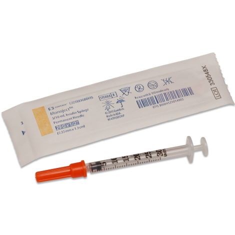 Insulin Syringe w/needle 3/10cc U100