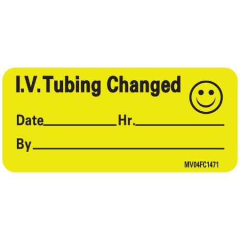 Label "IV Tubing Changed" 2 1/4  x 1 Inch (Roll/420)