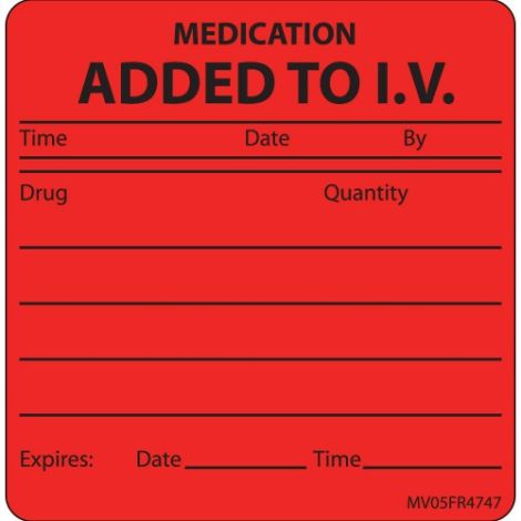Label Medication "Added to IV" 2/16x2.5" (Roll/400)