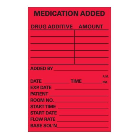 IV Label "Medication Added" 3x2" (Roll/500)