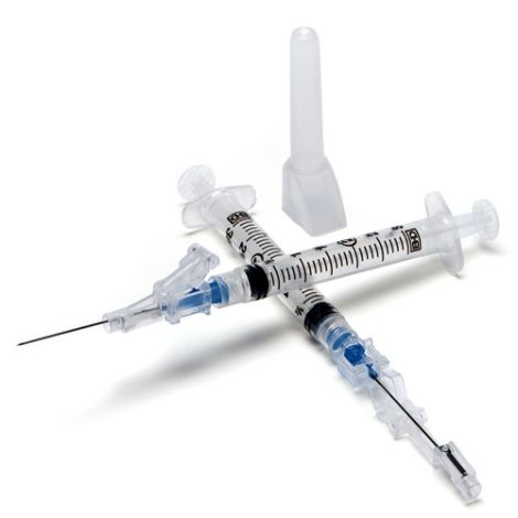 SafetyGlide™ Syringe w/needle 3cc 22g x 1.5 Inch IM