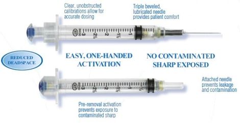 Vanishpoint® Syringe w/needle 3cc 23g x 1 Inch